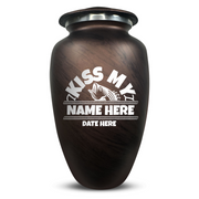 Custom Human Urns - Soft Whisper Collection - Funny Fishing Design - Distressed Finish - 200 Cubic Inch