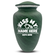 Custom Human Urns - Soft Whisper Collection - Funny Fishing Design - Distressed Finish - 200 Cubic Inch