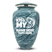 Custom Human Urns - Soft Whisper Collection - Funny Fishing Design - Distressed Finish - 200 Cubic Inch