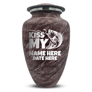 Custom Human Urns - Soft Whisper Collection - Funny Fishing Design - Distressed Finish - 200 Cubic Inch