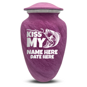 Custom Human Urns - Soft Whisper Collection - Funny Fishing Design - Distressed Finish - 200 Cubic Inch