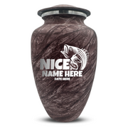 Custom Human Urns - Soft Whisper Collection - Funny Fishing Design - Distressed Finish - 200 Cubic Inch