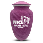 Custom Human Urns - Soft Whisper Collection - Funny Fishing Design - Distressed Finish - 200 Cubic Inch