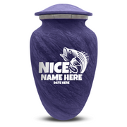 Custom Human Urns - Soft Whisper Collection - Funny Fishing Design - Distressed Finish - 200 Cubic Inch