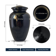 Extra Large Human Cremation Urn For Adult Ashes Men & Woman Up to 350 Lbs - Engraved Aluminum Urn with Name & Heart + Love Design - Polished Finish urn for Human Remains | Black