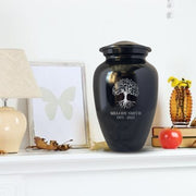 Extra Large Human Cremation Urn For Adult Ashes Men & Woman Up to 350 Lbs - Engraved Aluminum Urn with Name & Heart + Love Design - Polished Finish urn for Human Remains | Black