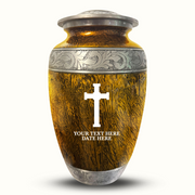 Custom Aluminum Human Urn - Elevate Collection - Memorial Cross Design - Distressed Finish - 200 Cubic Inch