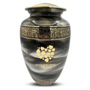 Custom Aluminum Human Urns - Suzesta Pearl White Memorial Urn - Memorial Heart Design - 200 Cubic Inch