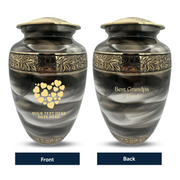 Custom Aluminum Human Urns - Suzesta Pearl White Memorial Urn - Memorial Heart Design - 200 Cubic Inch