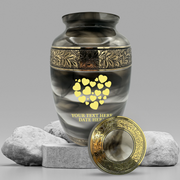 Custom Aluminum Human Urns - Suzesta Pearl White Memorial Urn - Memorial Heart Design - 200 Cubic Inch