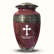 Custom Aluminum Human Urn - Elevate Collection - Memorial Cross Design - Distressed Finish - 200 Cubic Inch