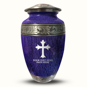 Custom Aluminum Human Urn - Elevate Collection - Memorial Cross Design - Distressed Finish - 200 Cubic Inch