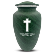 Custom Human Urns - Soft Whisper Collection - Memorial Cross Design - Distressed Finish - 200 Cubic Inch