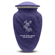 Custom Human Urns - Soft Whisper Collection - Floral Design - Distressed Finish - 200 Cubic Inch