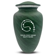 Custom Human Urns - Soft Whisper Collection - Rosary Design - Distressed Finish - 200 Cubic Inch