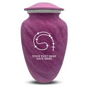 Custom Human Urns - Soft Whisper Collection - Rosary Design - Distressed Finish - 200 Cubic Inch