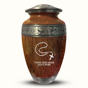 Custom Aluminum Human Urn - Elevate Collection - Rosary Design - Distressed Finish - 200 Cubic Inch