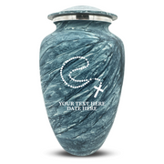 Custom Human Urns - Soft Whisper Collection - Rosary Design - Distressed Finish - 200 Cubic Inch