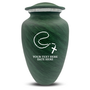 Custom Human Urns - Soft Whisper Collection - Rosary Design - Distressed Finish - 200 Cubic Inch
