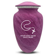 Custom Human Urns - Soft Whisper Collection - Rosary Design - Distressed Finish - 200 Cubic Inch