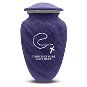 Custom Human Urns - Soft Whisper Collection - Rosary Design - Distressed Finish - 200 Cubic Inch