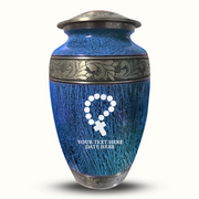 Custom Aluminum Human Urn - Elevate Collection - Rosary Design - Distressed Finish - 200 Cubic Inch