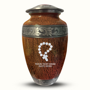 Custom Aluminum Human Urn - Elevate Collection - Rosary Design - Distressed Finish - 200 Cubic Inch