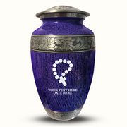 Custom Aluminum Human Urn - Elevate Collection - Rosary Design - Distressed Finish - 200 Cubic Inch
