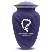 Custom Human Urns - Soft Whisper Collection - Rosary Design - Distressed Finish - 200 Cubic Inch