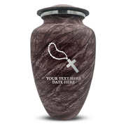 Custom Human Urns - Soft Whisper Collection - Rosary Design - Distressed Finish - 200 Cubic Inch