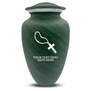 Custom Human Urns - Soft Whisper Collection - Rosary Design - Distressed Finish - 200 Cubic Inch