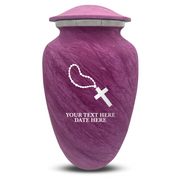 Custom Human Urns - Soft Whisper Collection - Rosary Design - Distressed Finish - 200 Cubic Inch