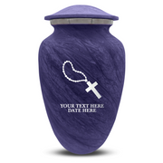 Custom Human Urns - Soft Whisper Collection - Rosary Design - Distressed Finish - 200 Cubic Inch