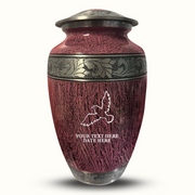Custom Aluminum Human Urn - Elevate Collection - Memorial Dove Design - Distressed Finish - 200 Cubic Inch