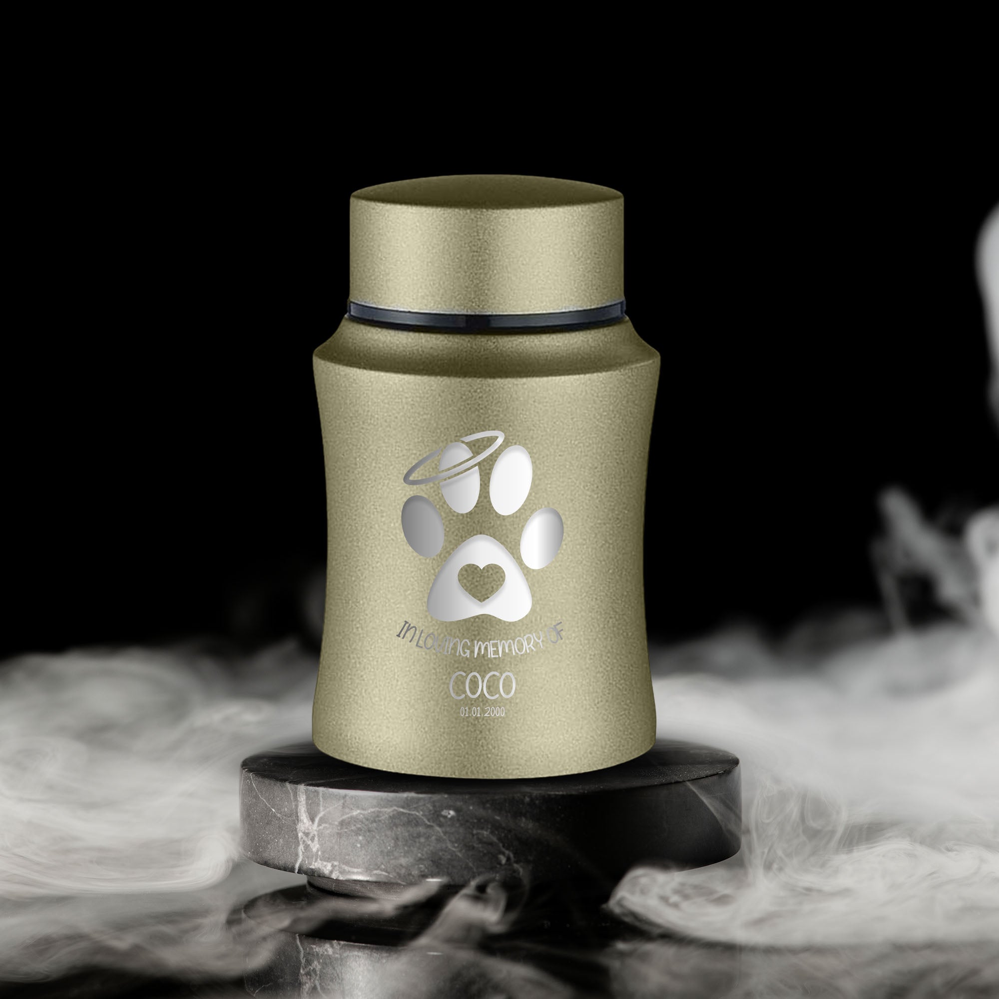 Custom Small Keepsake Cremation Urn for Small Dogs - Laser Engraved - Fit up to 10lbs - Powder Coated Stainless Steel Urn
