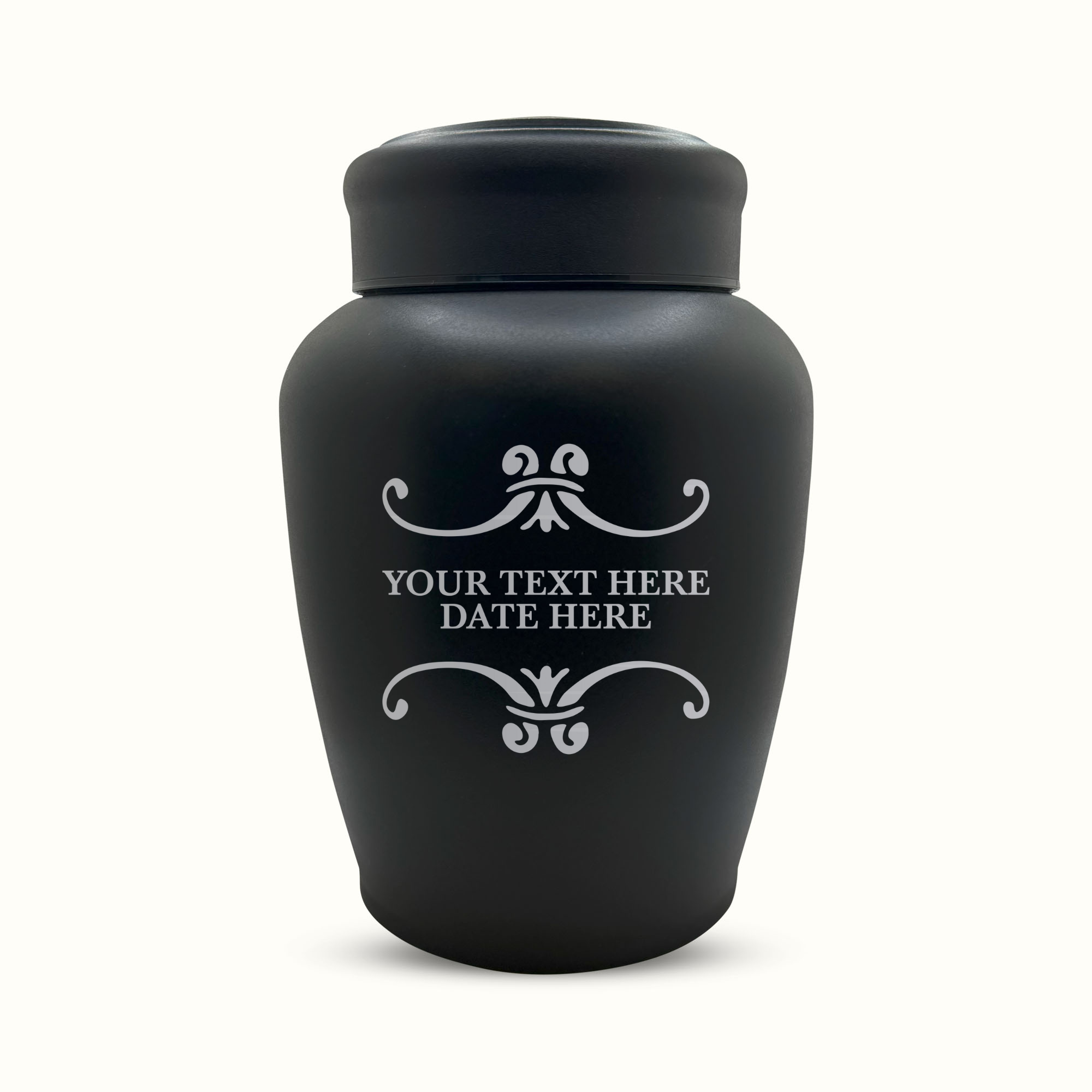 PERSONALIZED Custom Human Cremation Urn for Adult Ashes Men & Woman - Custom Engraved Stainless Steel Urn with Memorial Swirl Design - Black Finish urn for Human Remains