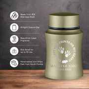 Custom Small Pet Urn for Hamsters - Laser Engraved - Fit up to 10lbs - Powder Coated Stainless Steel Urn