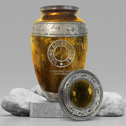 Custom Aluminum Human Urn - Elevate Collection - Funny Baseball Design - Distressed Finish - 200 Cubic Inch