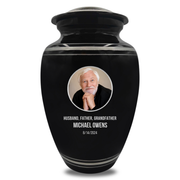 Polished Aluminum with Silver Rim Human Cremation Urn - 200 Cubic Inch | Custom Photo
