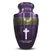 Custom Aluminum Human Urn - Memorial Cross Design - Elite Collection with Gold Inlay - 200 Cubic Inch