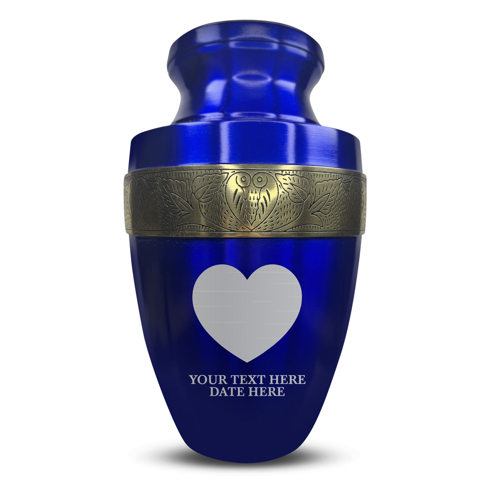 Personalized Adult Cremation Urn with Custom Engraved Name, Date and Heart 1 Design Metal Aluminum Vessel for Ashes and Remains | Elite Collection with Gold Inlay | 200 Cubic Inch | Black