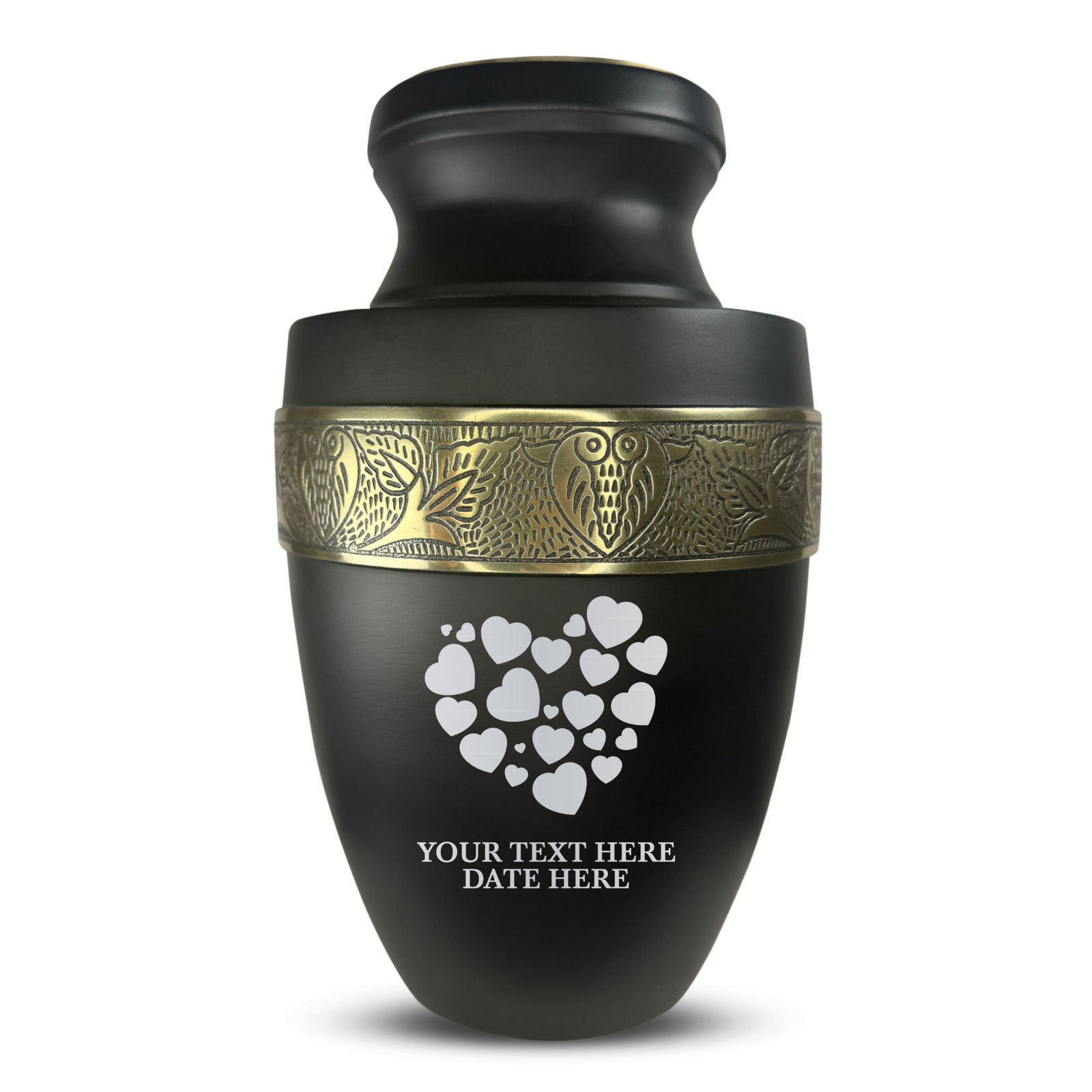 Custom Aluminum Human Urn - Memorial Design - Elite Collection with Gold Inlay - 200 Cubic Inch