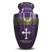 Custom Aluminum Human Urn - Memorial Cross Design - Elite Collection with Gold Inlay - 200 Cubic Inch