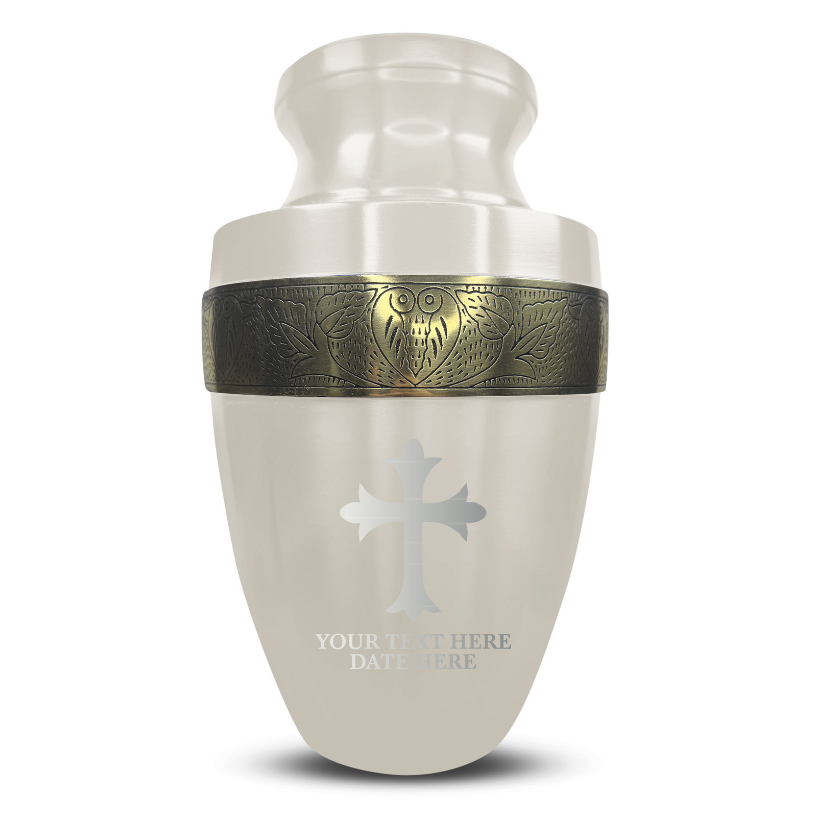 Custom Aluminum Human Urn - Memorial Cross Design - Elite Collection with Gold Inlay - 200 Cubic Inch