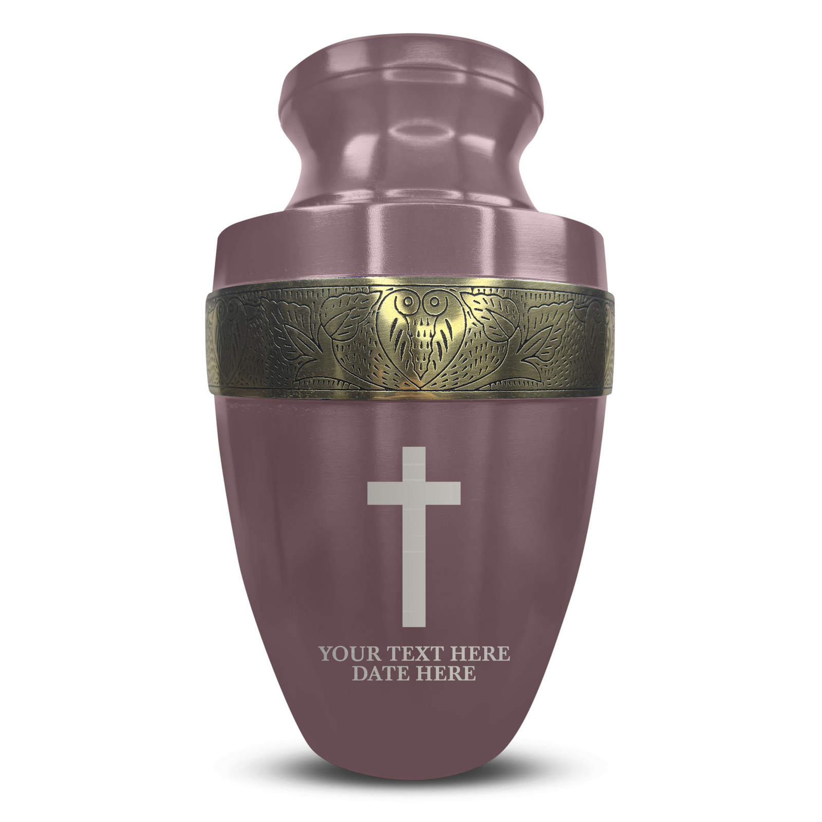 Custom Aluminum Human Urn - Memorial Cross Design - Elite Collection with Gold Inlay - 200 Cubic Inch