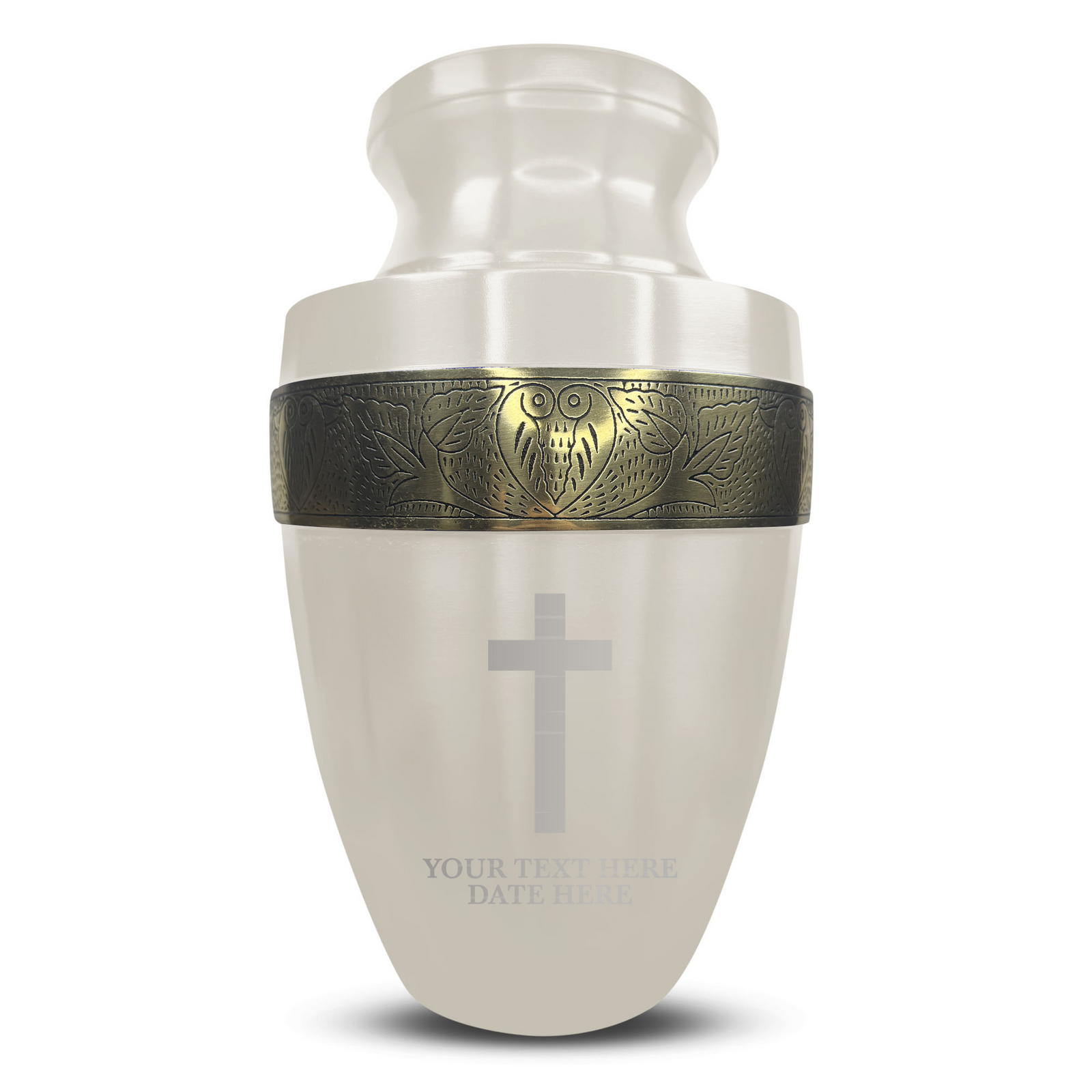 Custom Aluminum Human Urn - Memorial Cross Design - Elite Collection with Gold Inlay - 200 Cubic Inch