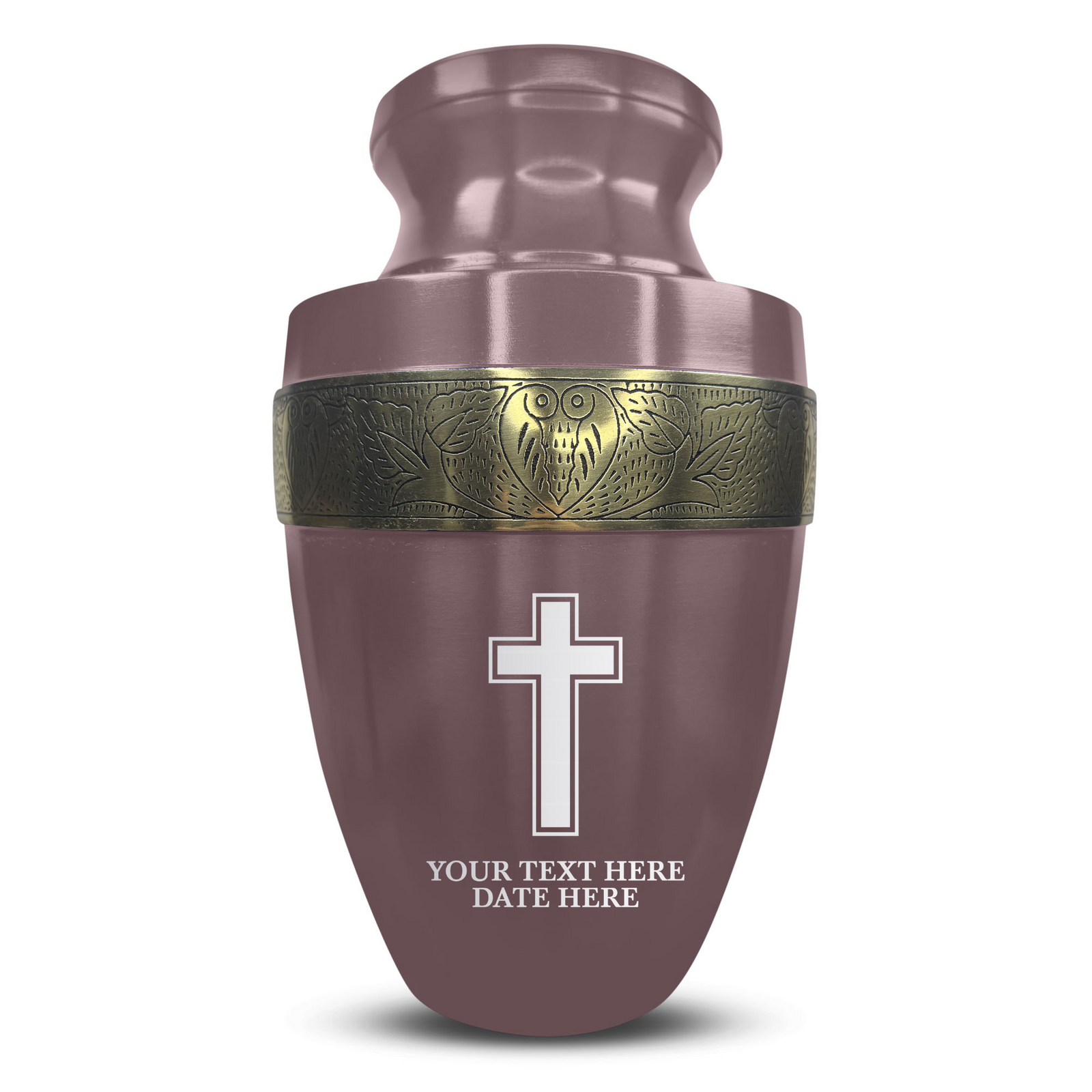 Custom Aluminum Human Urn - Memorial Cross Design - Elite Collection with Gold Inlay - 200 Cubic Inch