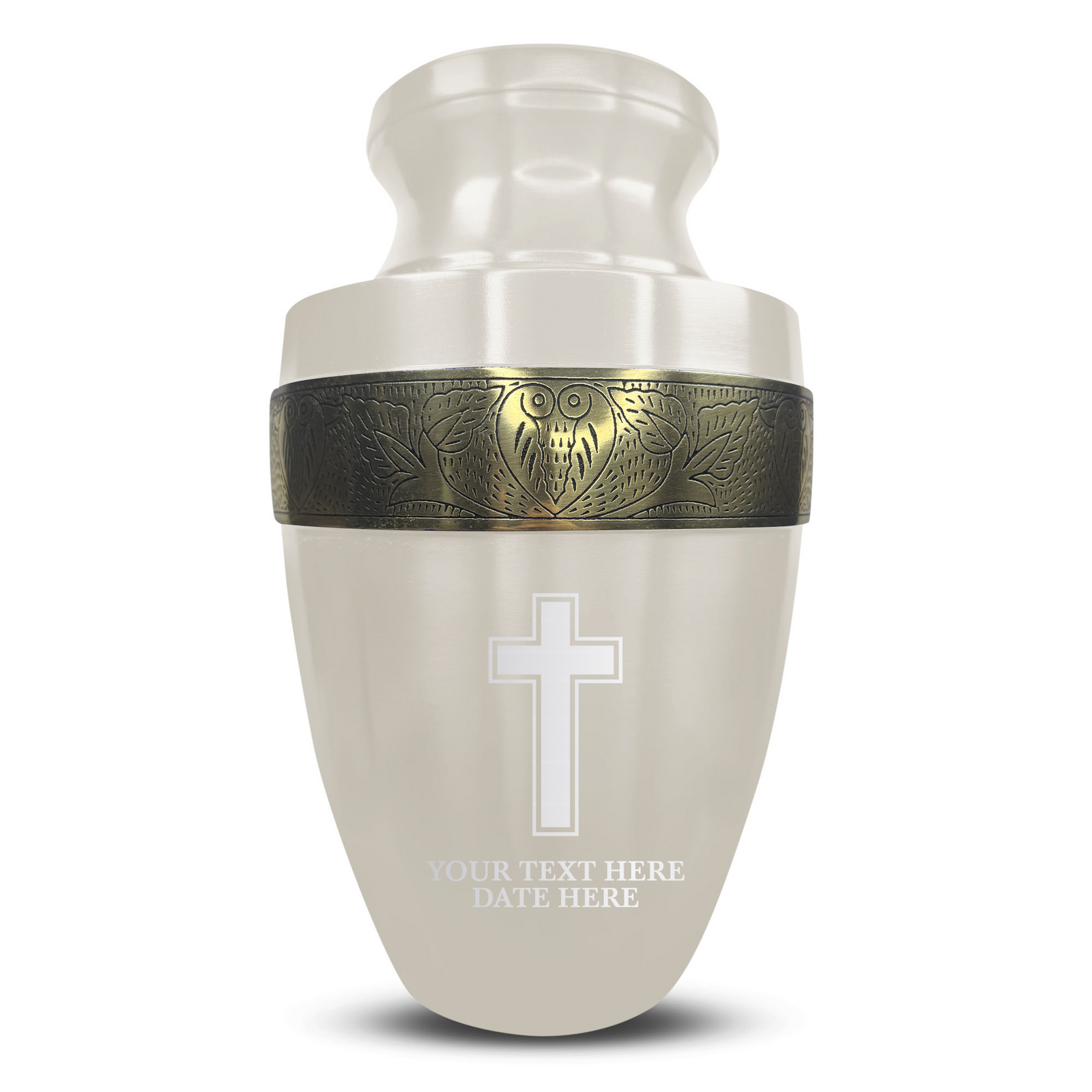 Custom Aluminum Human Urn - Memorial Cross Design - Elite Collection with Gold Inlay - 200 Cubic Inch