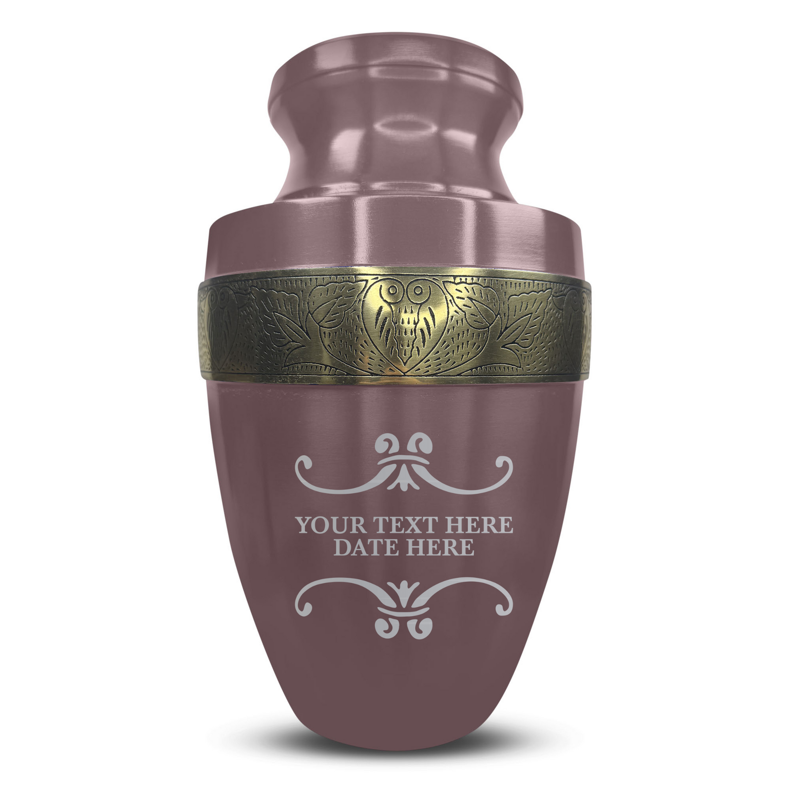 Custom Aluminum Human Urn - Memorial Decorative Swirl Design - Elite Collection with Gold Inlay - 200 Cubic Inch
