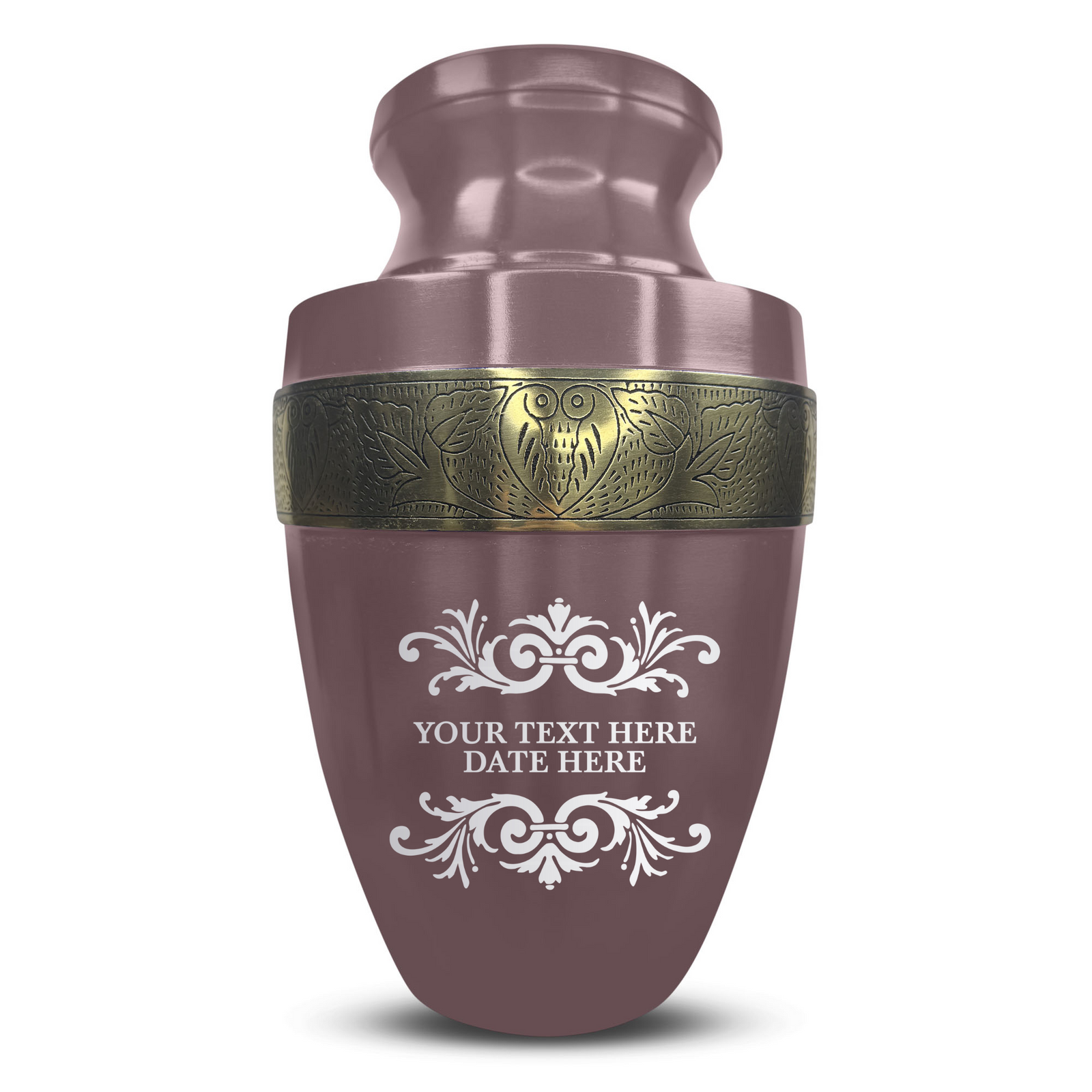 Custom Aluminum Human Urn - Memorial Decorative Swirl Design - Elite Collection with Gold Inlay - 200 Cubic Inch